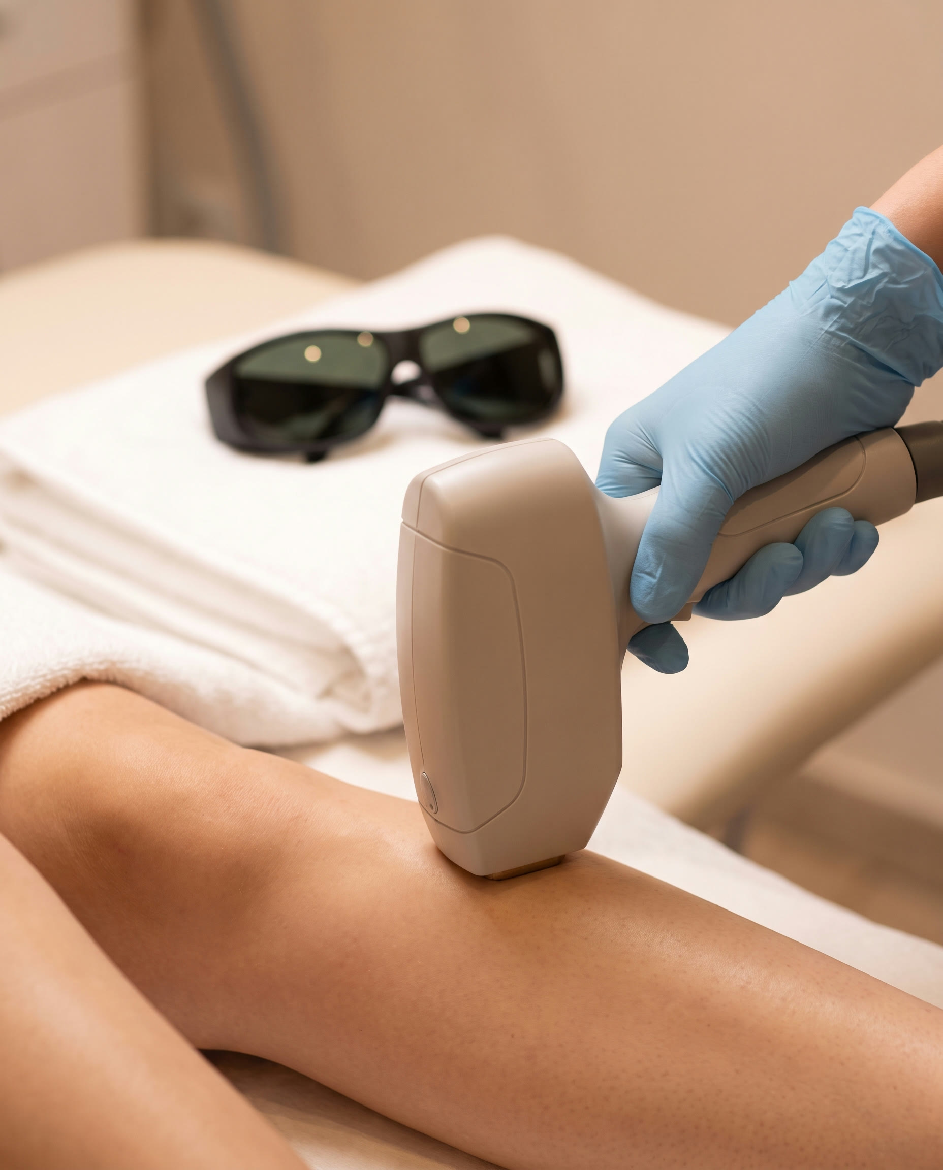Trattamento laser epilativo in primo piano